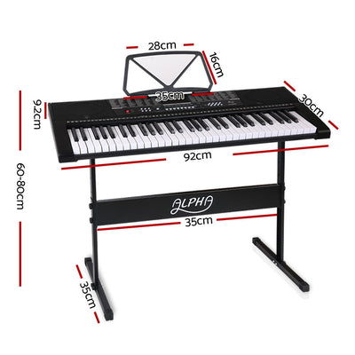 Alpha 61 Keys Electronic Keyboard LED w/Holder Music Stand USB Port