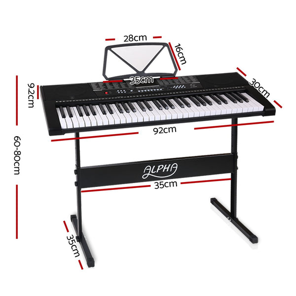 Alpha 61 Keys Electronic Keyboard LED w/Holder Music Stand USB Port freeshipping - Awezingly