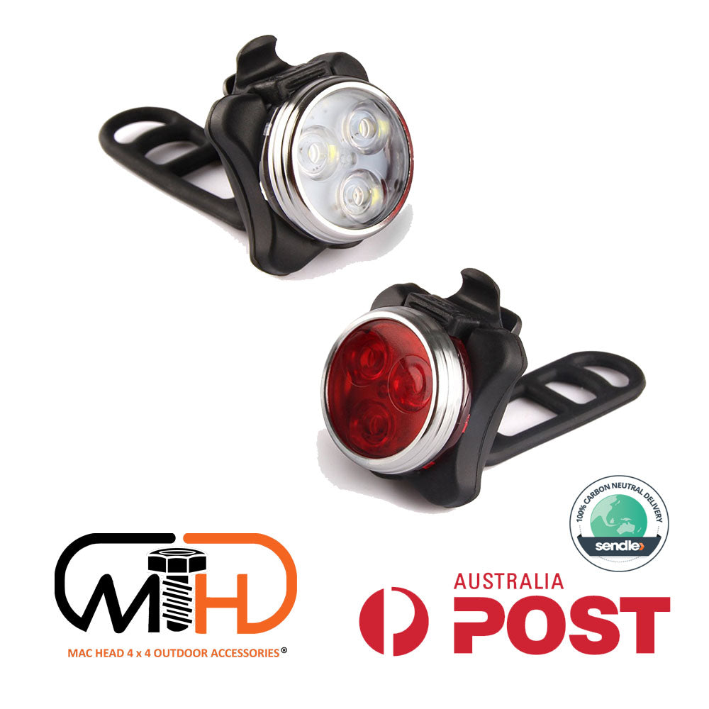 Waterproof Bicycle Bike Lights Front Rear Tail Light Lamp USB Rechargeable IPX4 Does not apply